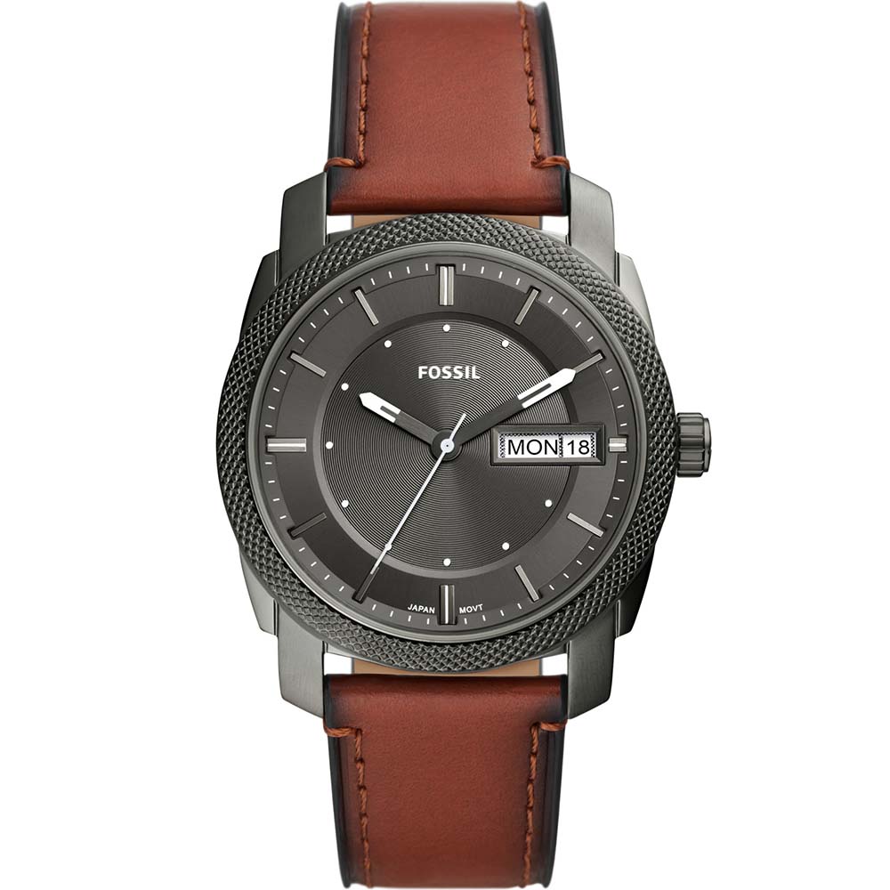 Stylish Fossil Machine FS5900 Men's Watch with Brown Leather Band
