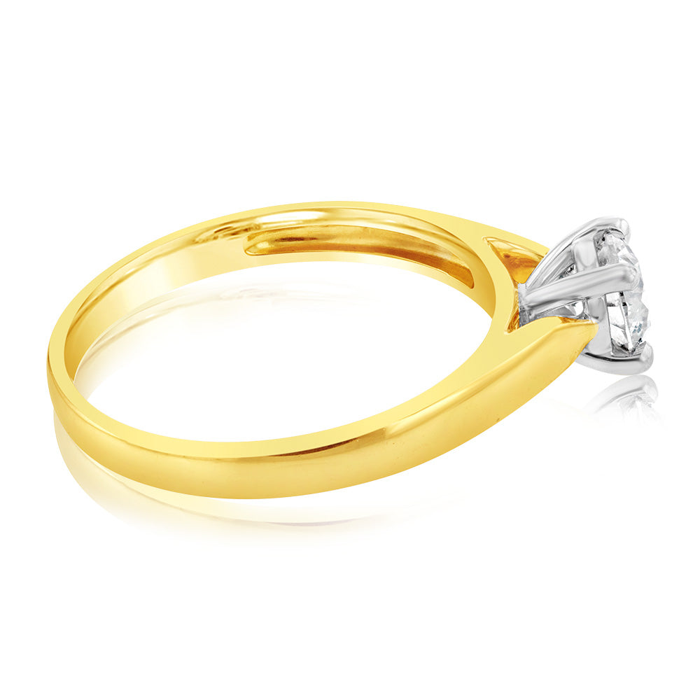 Exquisite 18ct Yellow Gold Single-Stone Ring Adorned with a 0.50 Carat Australian Brilliant Diamond