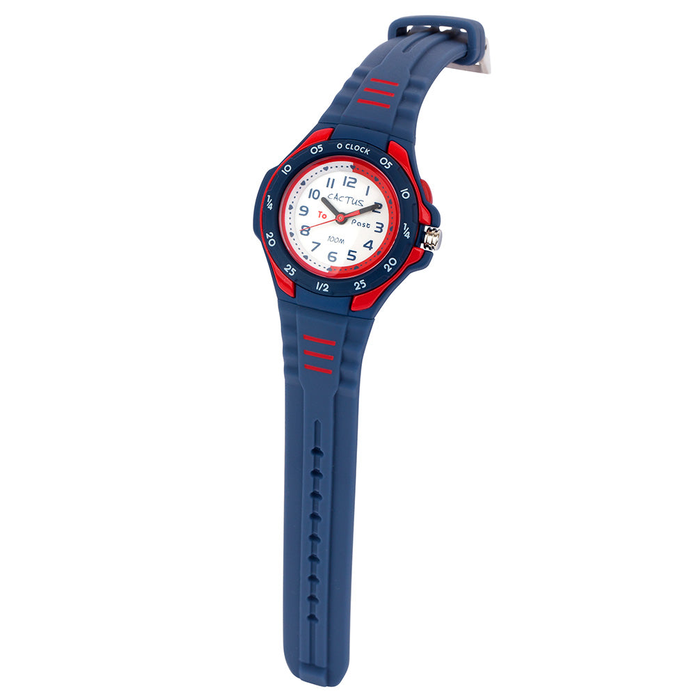 Vibrant Blue & Red Cactus Kids' Time - Teaching Watch CAC116M03