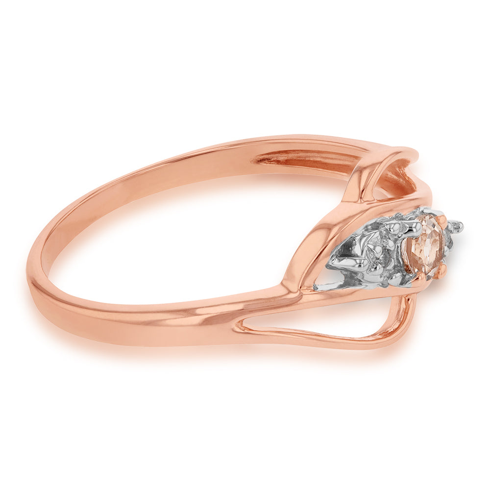Exquisite 9-carat Rose Gold Morganite and Diamond Engagement Ring 9R
