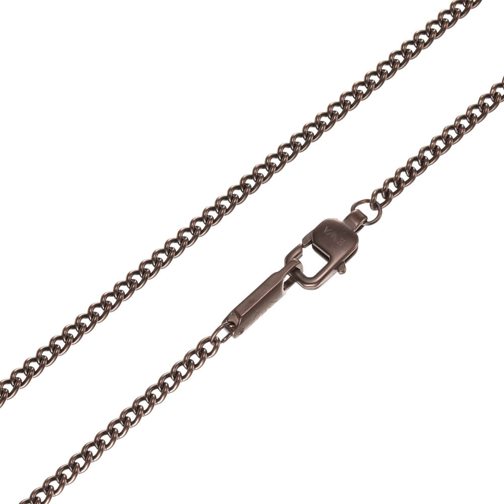 Emporio Armani Fashionable Stainless Steel Necklace with Brown and Black Pendant