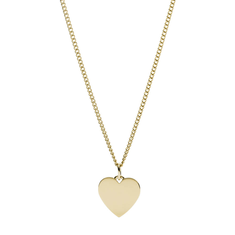 Fossil Drew Heart Pendant with Yellow Gold Plated Stainless Steel Chain