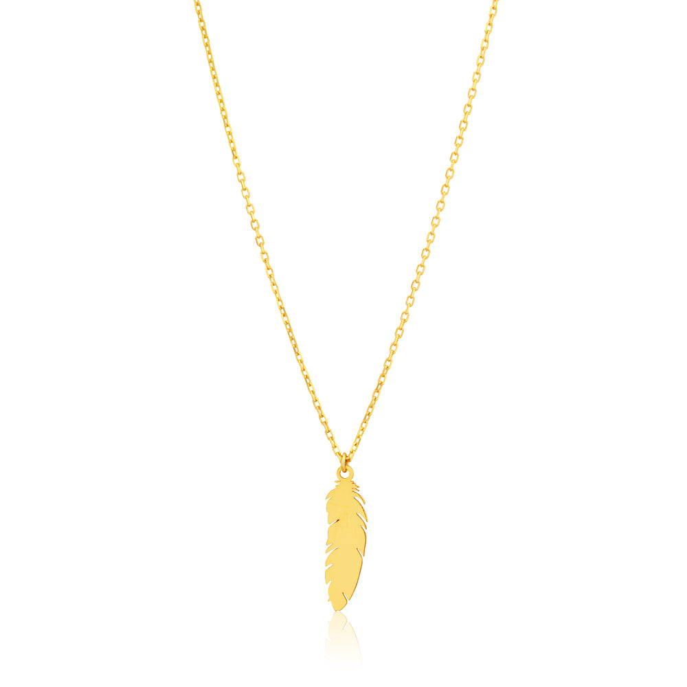 Gorgeous 9ct Yellow Gold Leaf Pendant with a 40+5cm Chain for a Stylish Look