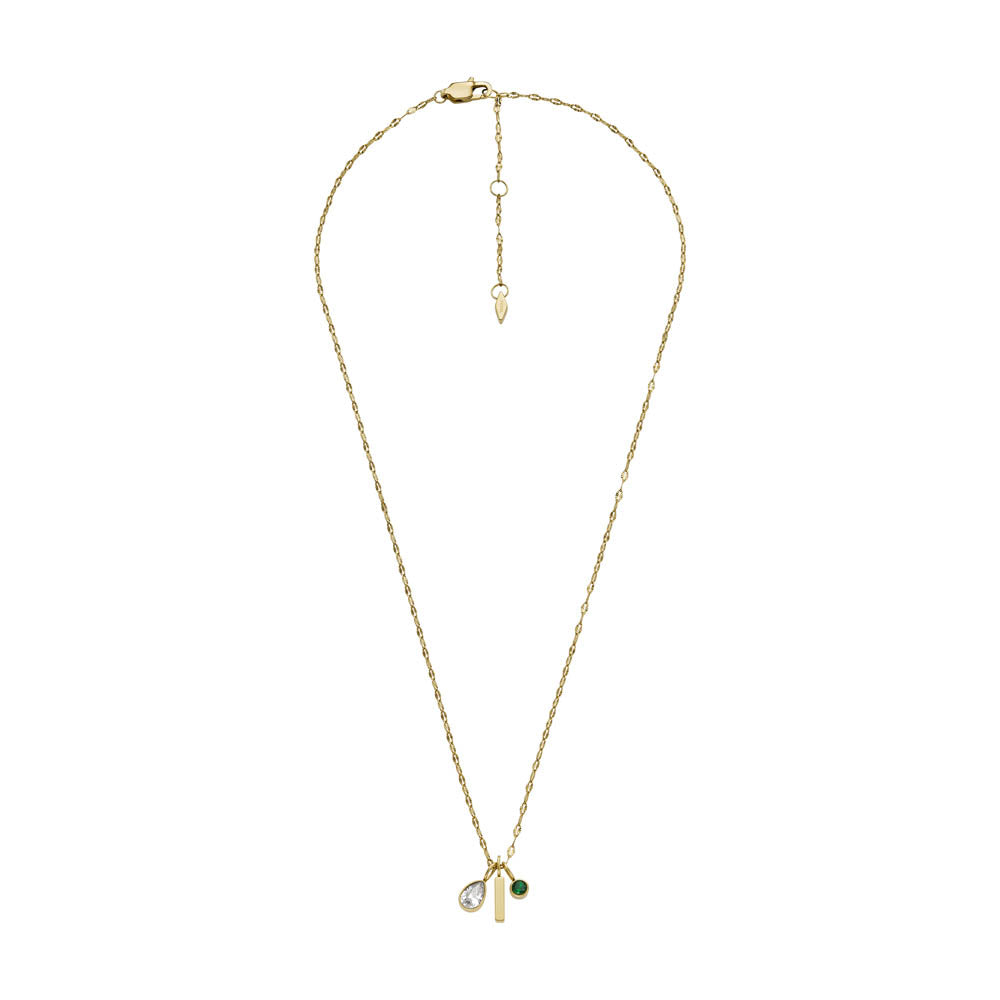 Fossil Sadie Yellow Gold Plated Stainless Steel Pendant with Chain