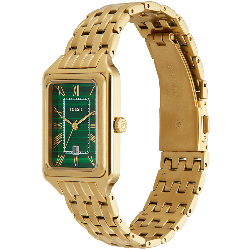 Fossil Stylish Raquel ES5341 Ladies' Wristwatch with Green and Gold Accents