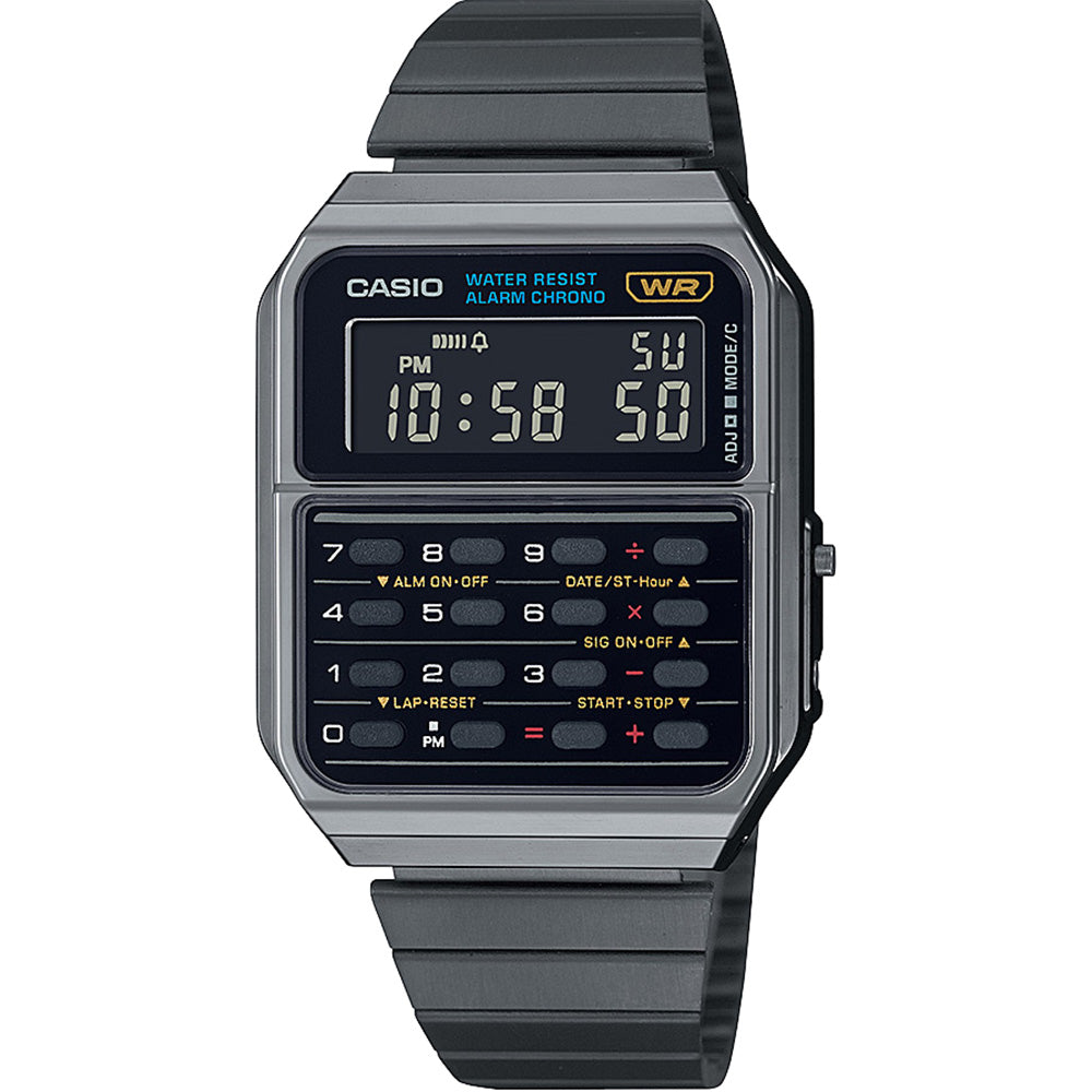 Casio CA500WEGG-1B Metallic Grey Calculator Watch with Retro Style