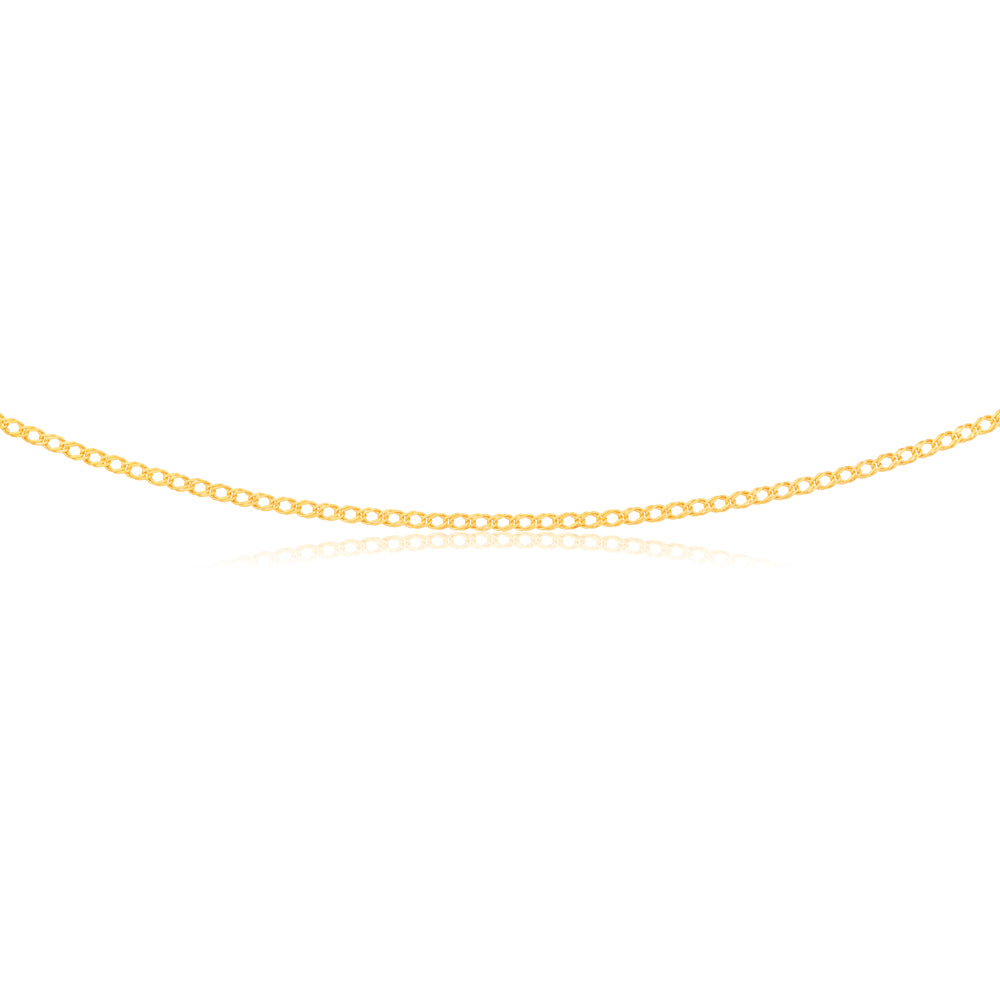 45cm 40gauge 9ct Solid Yellow Gold Curb Chain with Double Diamond Cut