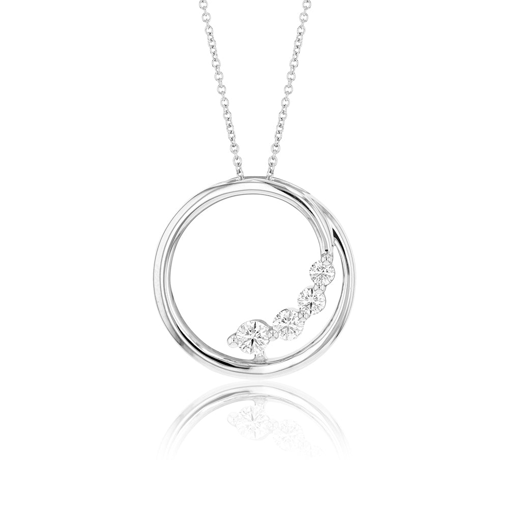 1/4 Carat Flawless Diamond Open Circle Pendant in 9ct White Gold with Chain