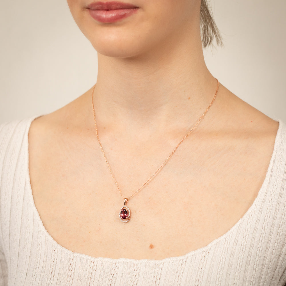 18-Inch Chain with 9ct Rose Gold Natural Pink Tourmaline Pendant