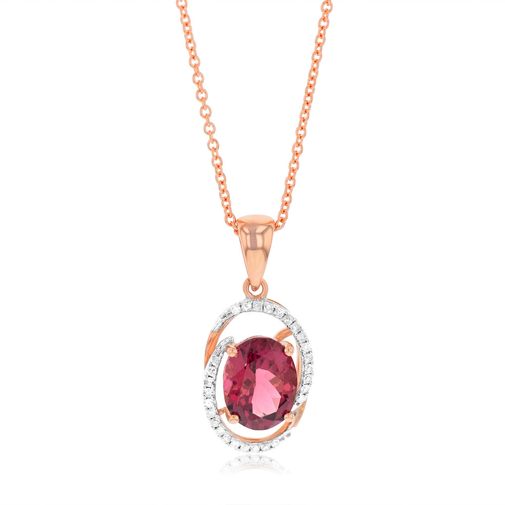 18-Inch Chain with 9ct Rose Gold Natural Pink Tourmaline Pendant