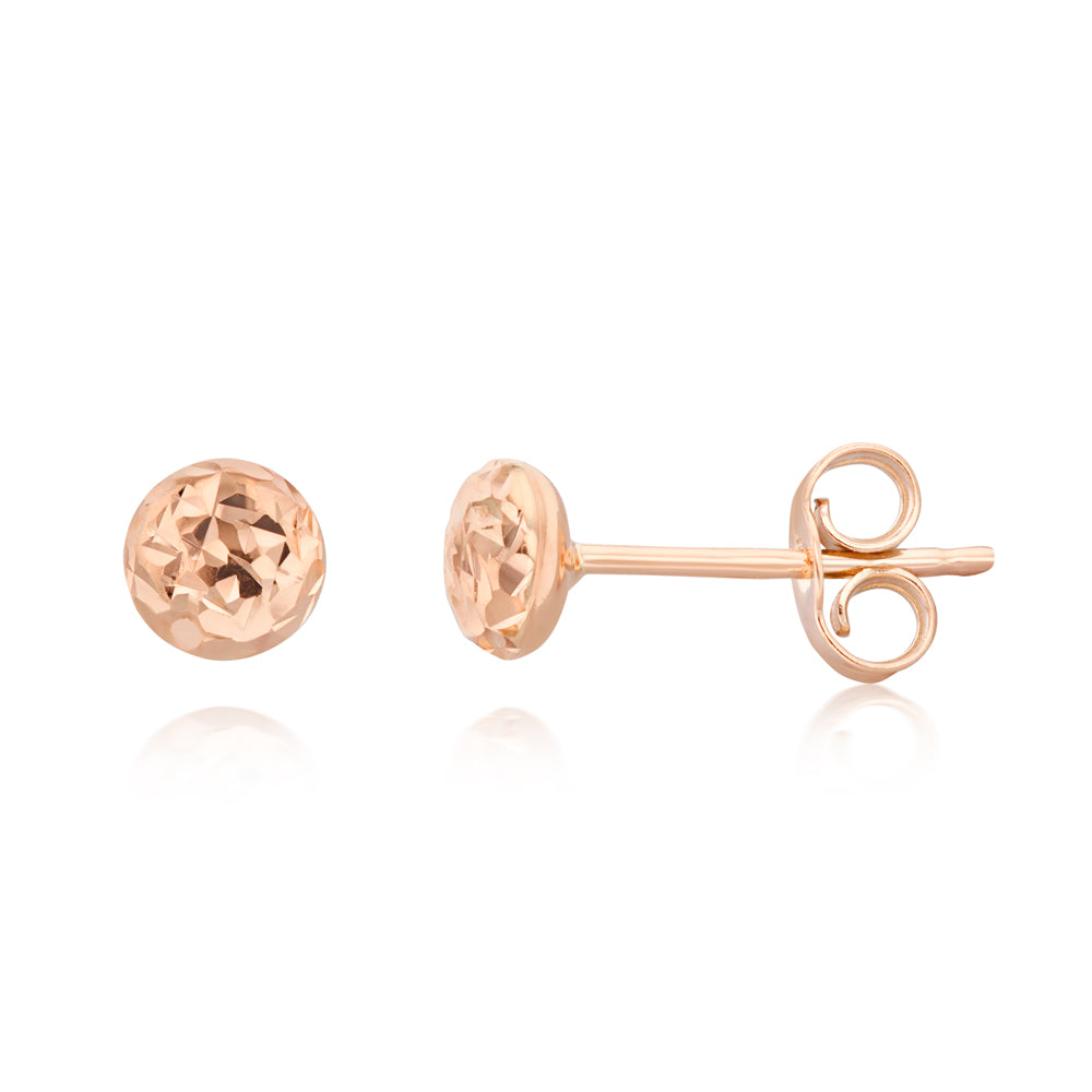 9ct Rose Gold 4.5 mm Textured Minimalist Stud Earrings