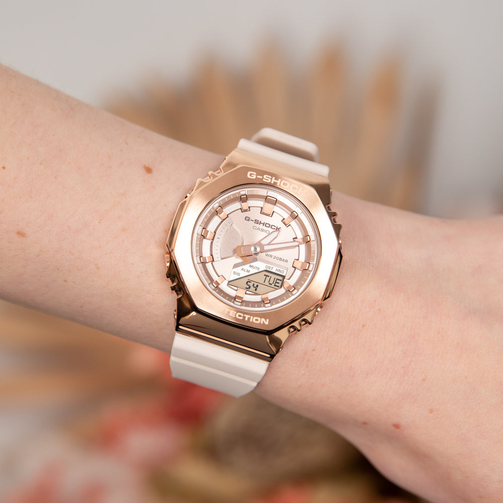 G-Shock GMS2100PG-4 Fashionable Metal-Covered Rose Pink Women's Wristwatch