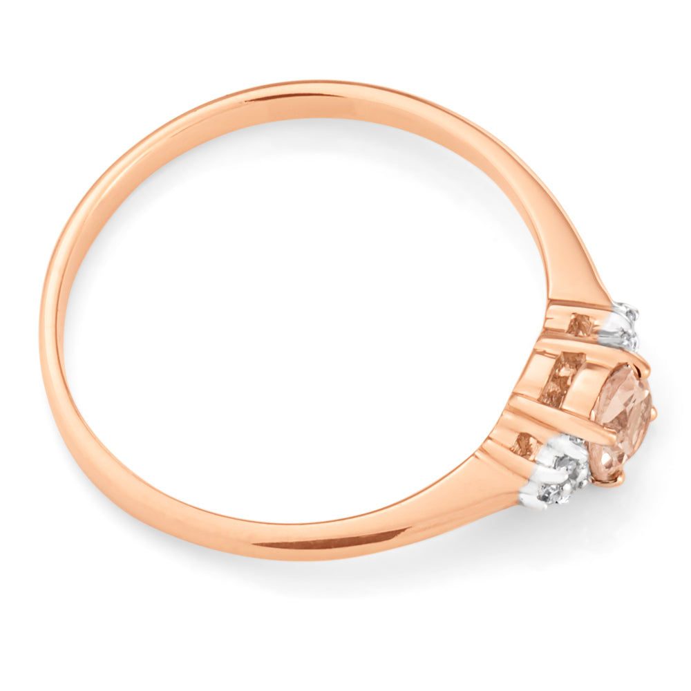Exquisite 9 Carat Rose Gold Morganite and Diamond Engagement Ring