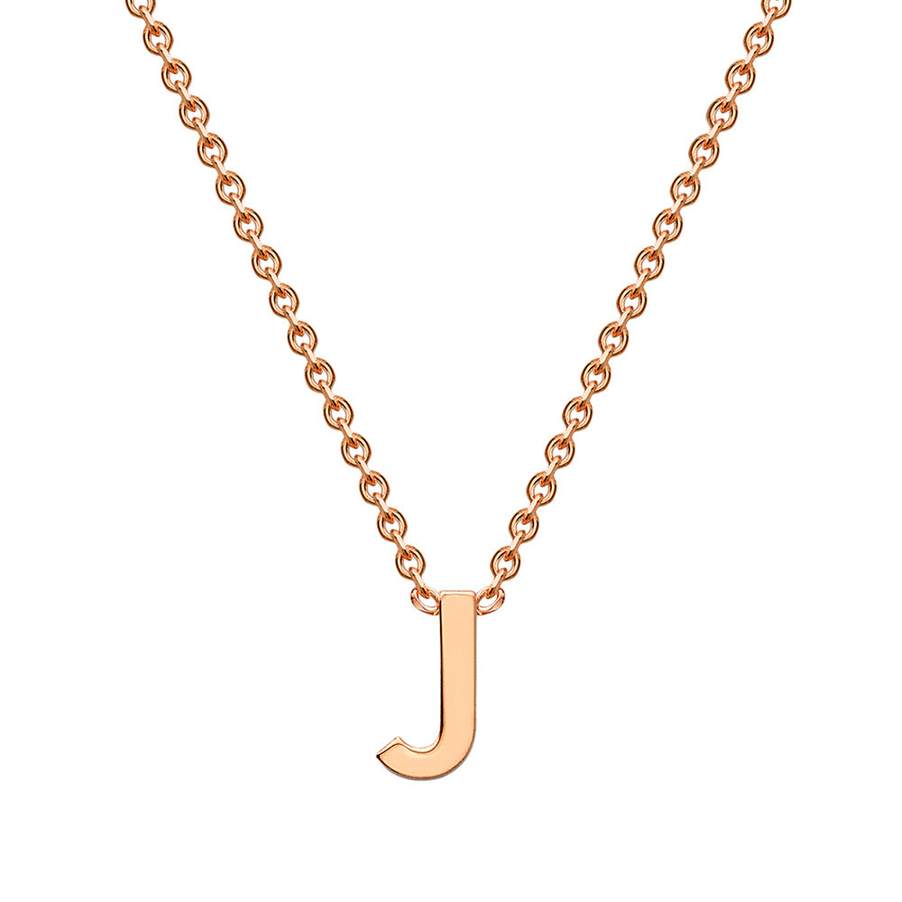 Stylish 9-carat Rose Gold Initial 'J' Pendant with a 43cm Chain for Women's Jewelry Collection