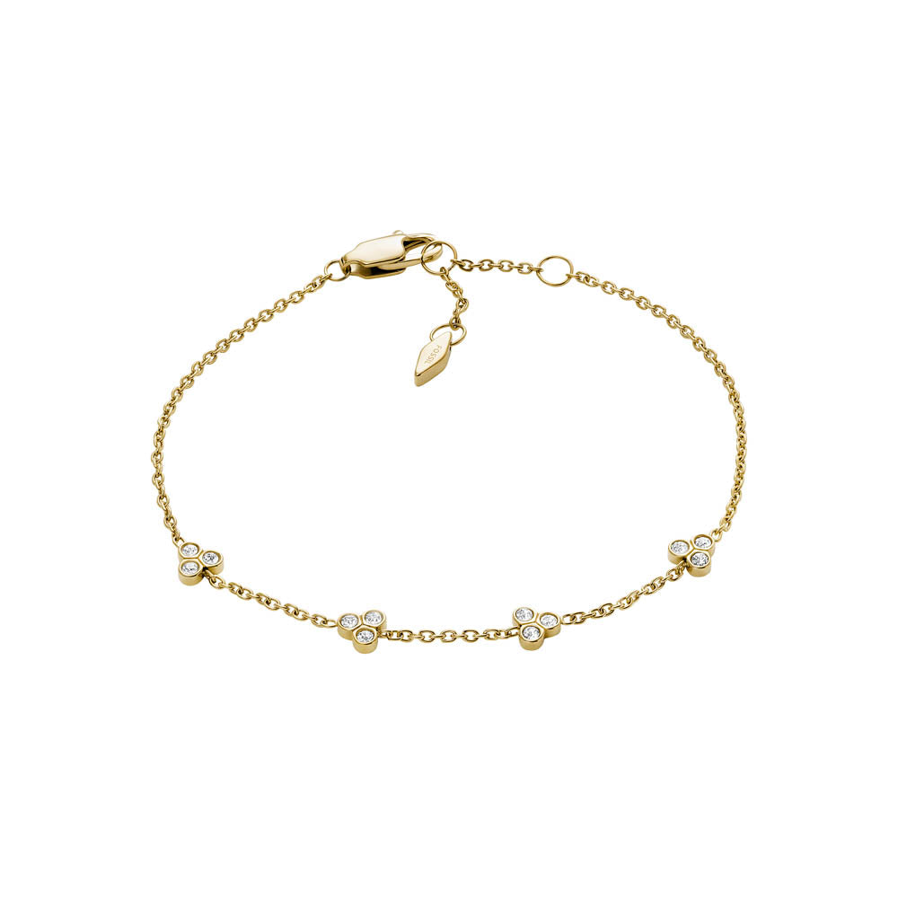 Fossil Glitzy Sadie Trio CZ Bracelet in Yellow Gold Plated Stainless Steel