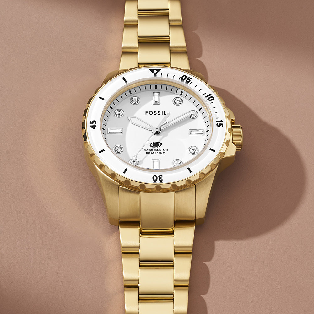 Fossil ES5350: Sophisticated Blue Watch with Gold - Tone Design