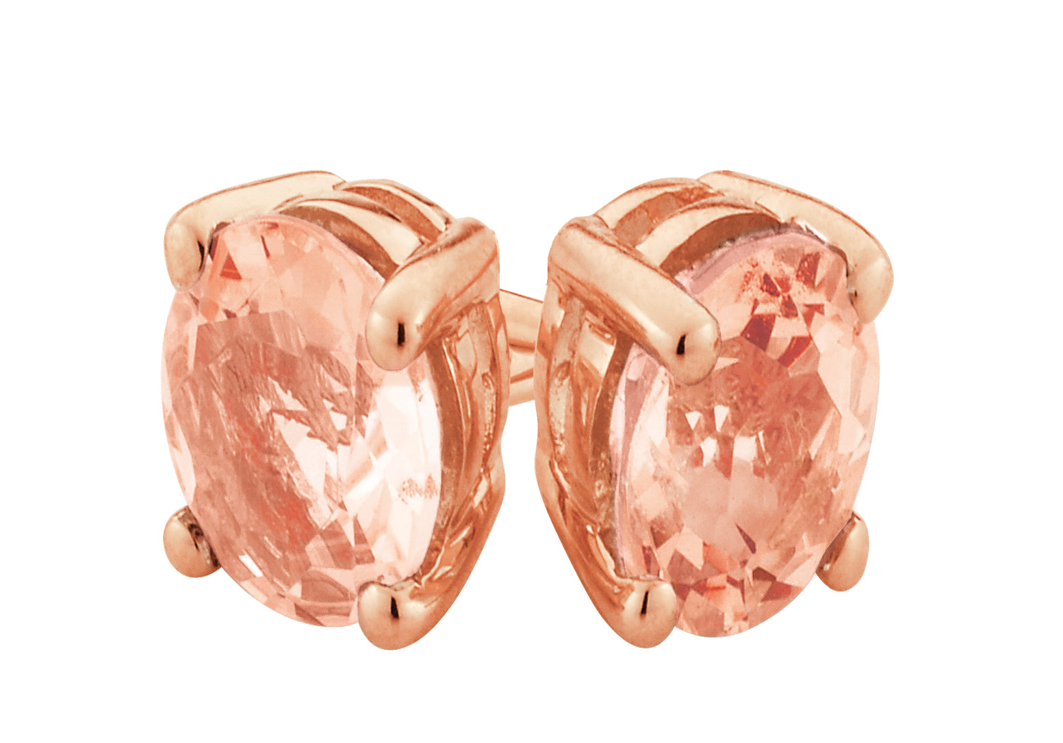 9ct Rose Gold 6MM x 4MM Oval Morganite Stud Earrings - A Luxurious Choice
