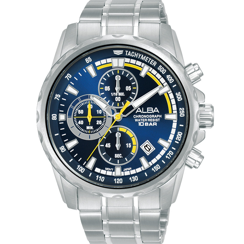 Alba Active Men's AM3929X1 Chronograph Watch with Blue Sunray Dial