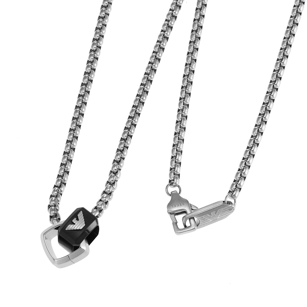 Emporio Armani Stylish Stainless Steel Key-shaped Basic Pendant Along With a Chain, Ideal Jewelry Piece