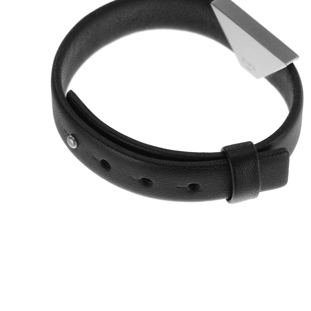 Stylish Emporio Armani ID Bracelet in Stainless Steel and Black Leather