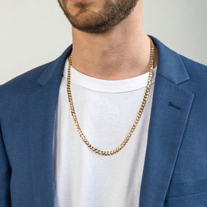 60cm 150 Gauge 9ct Solid Yellow Gold Curb Chain for Everyday Wear