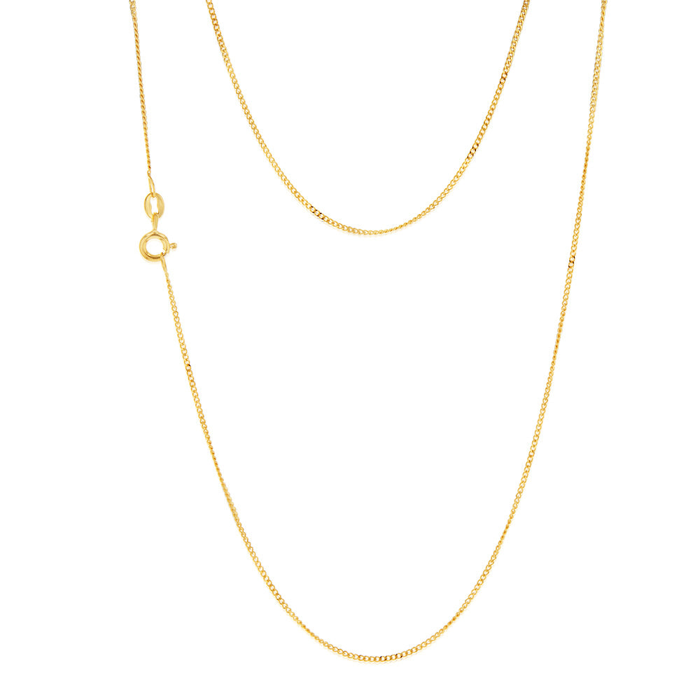 9 Carat Yellow Solid Gold 31 Gauge Curb Style Necklace Chain Measuring 41cm in Length