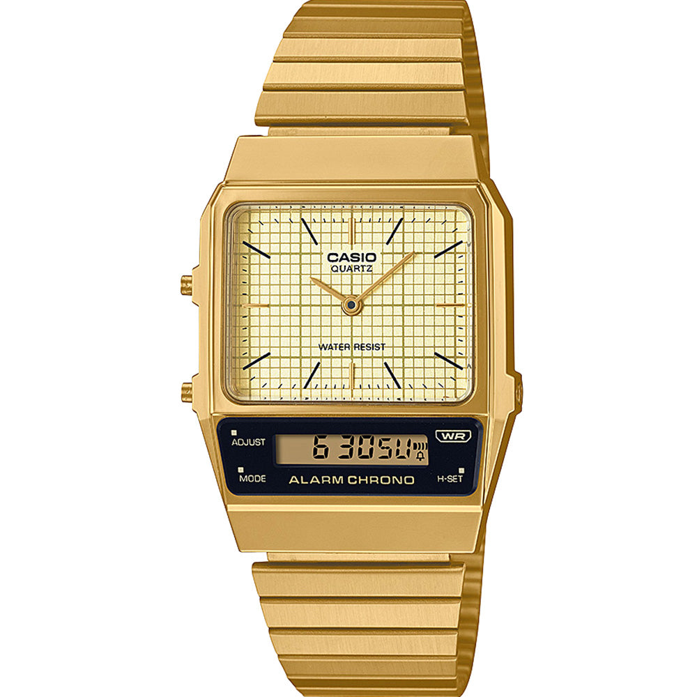 Stylish Gold-Plated Casio AQ800EG-9A Outdoor Combo Watch
