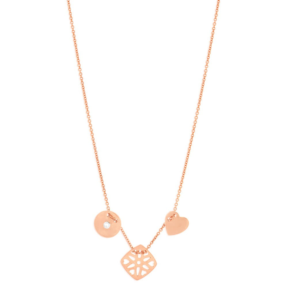 Stunning 9ct Rose Gold Diamond Pendant Set with Heart, Star & Medallion