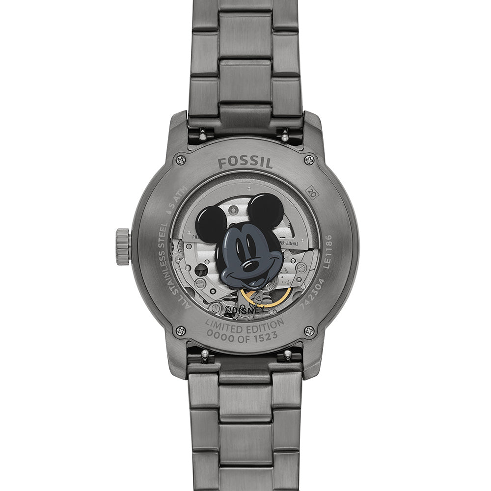 Fossil Limited Edition LE1186 Gunmetal Mickey Heritage Automatic Unisex Watch for the 100th Disney Anniversary