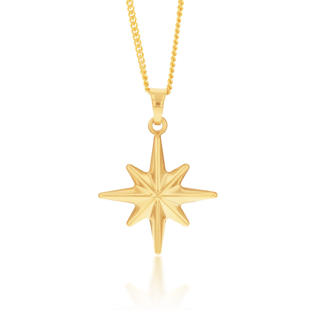 Exquisite 9 Carat Yellow Gold Star-shaped Pendant for Jewelry Lovers