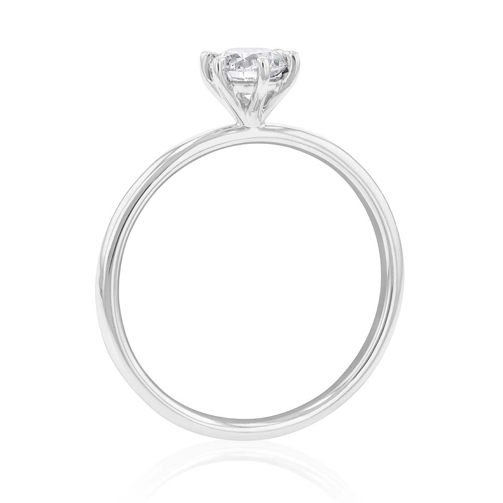 18ct White Gold Single Stone Ring Featuring a 0.50 Carat GI SI Certified Diamond