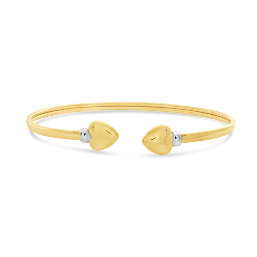 9ct Two-Tone Gold Filled Heart Design Cuff Bangle with Effortless Style