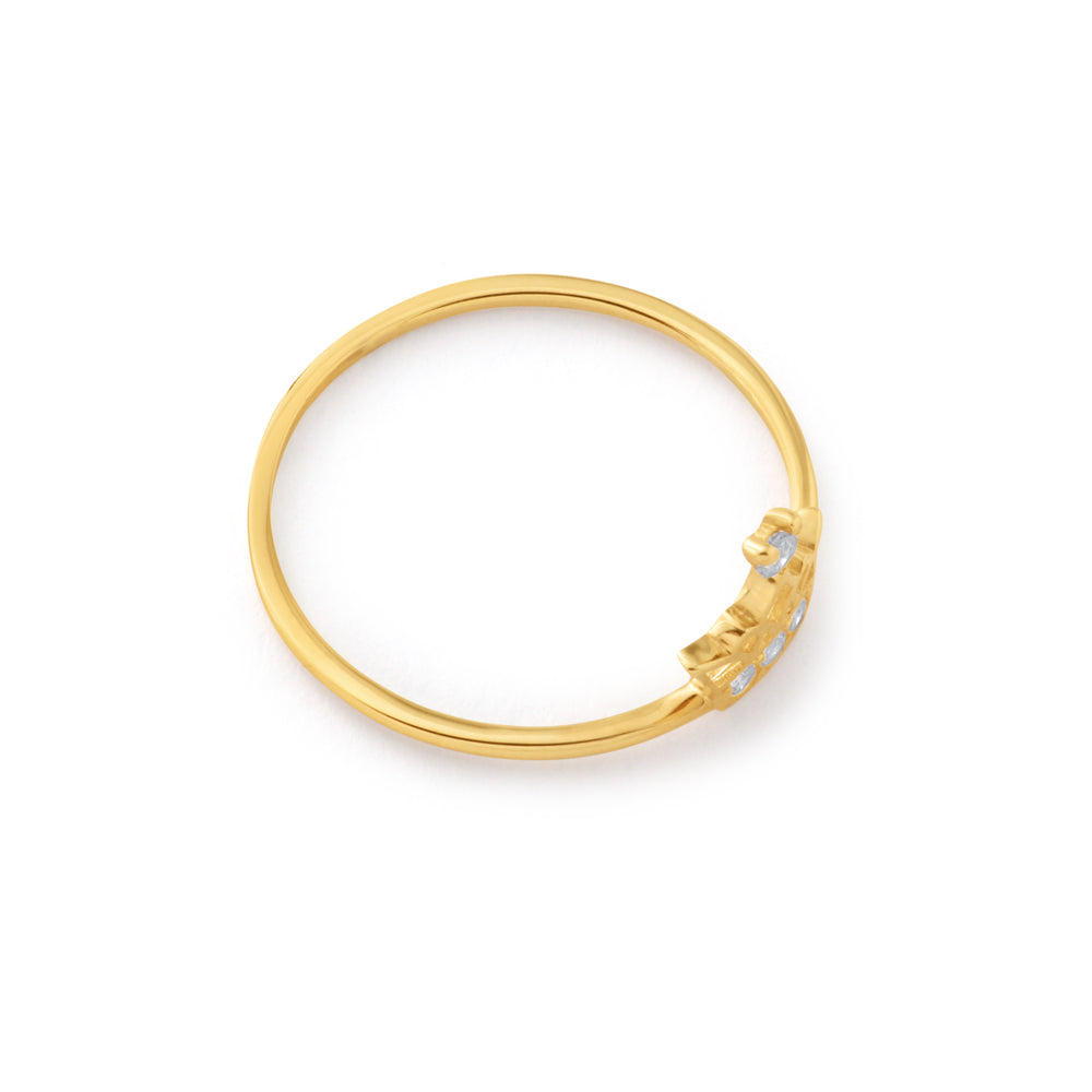 9ct Yellow Gold Ring with Cubic Zirconia Crown Design