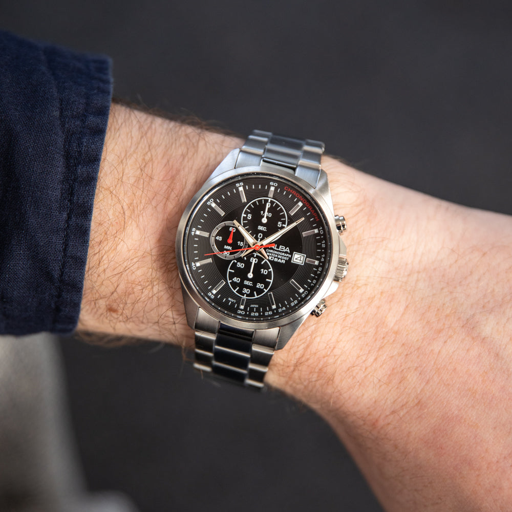 Alba Active AM3943X Sports Chronograph Watch with Striking Black Dial