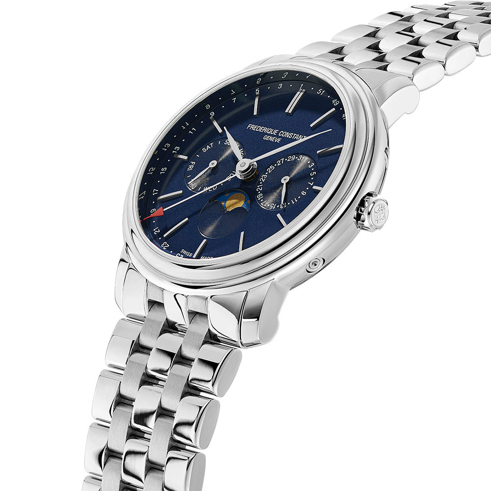 Frederique Constant Classic FC-270N4P6B: 40mm Stainless Steel Watch with Blue Dial