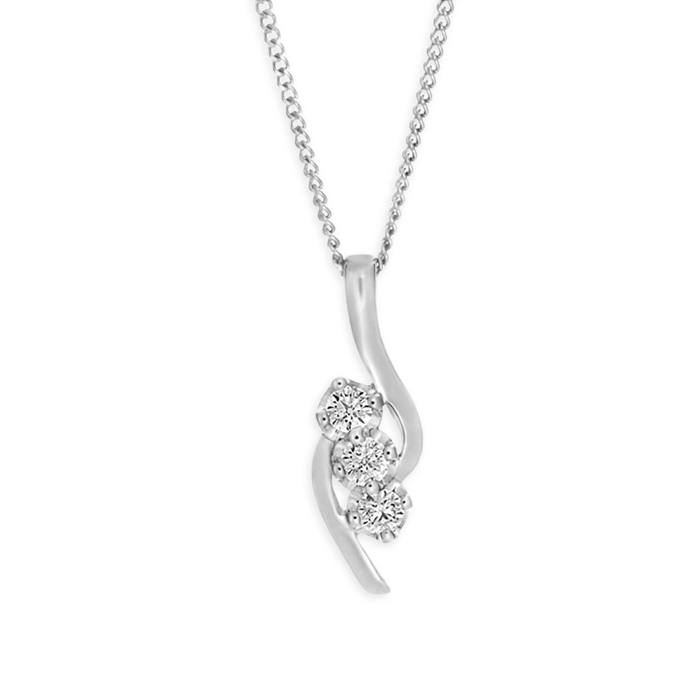 Exquisite 9ct White Gold Flawless Cut Diamond Pendant with a Total Weight of 15 Points