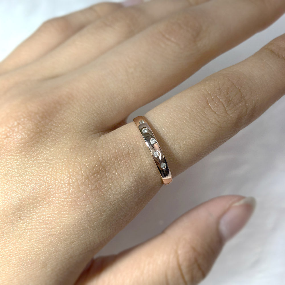 Stunning 9ct Rose Gold Ladies' Diamond Ring Featuring 5 Brilliant 0.05 Carat Diamonds