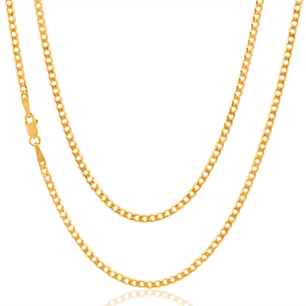 9ct Solid Yellow Gold 50cm 70 Gauge Stunning Curb Chain for Everyday Wear
