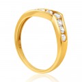 9ct Yellow Gold Wishbone Ring with Sparkling Cubic Zirconias
