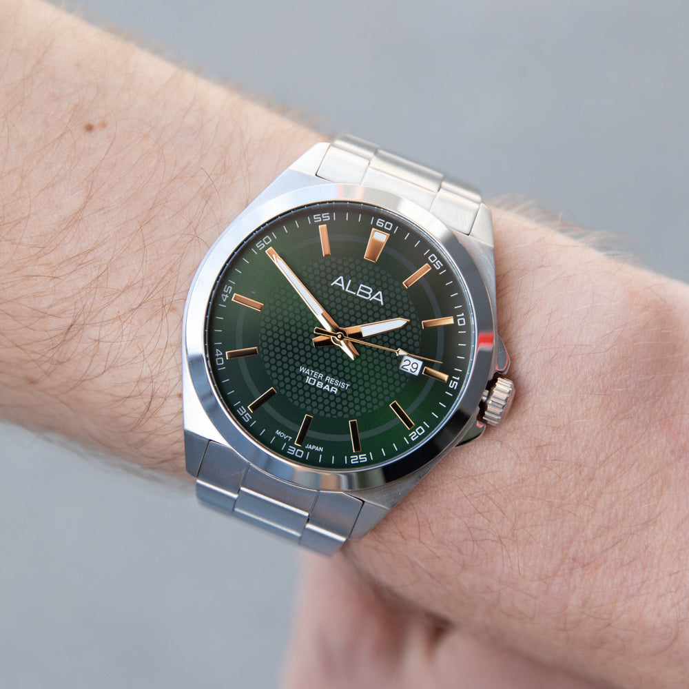 Alba Prestige AS9P13X Two-Toned Stainless Steel Men's Green Dial Watch