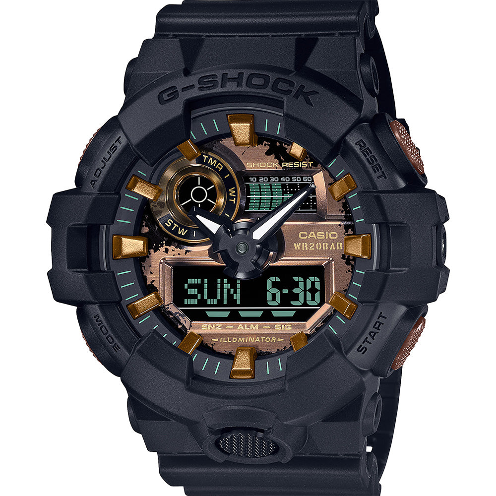 G-Shock GA700RC-1 Men's Black and Rusty-toned Digital-Analog Watch