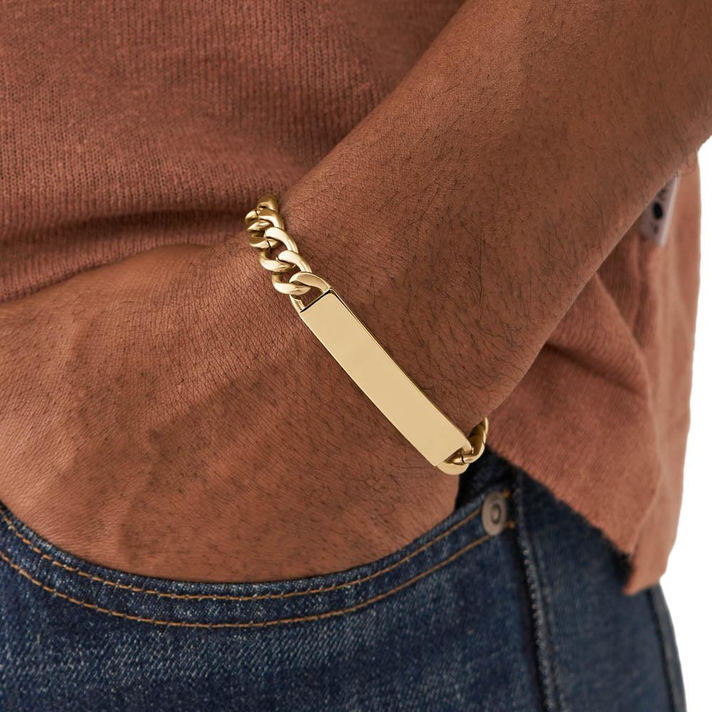 Fossil Stylish Yellow Gold Plated Stainless Steel Drew Wrist Bracelet for Fashion Enthusiasts