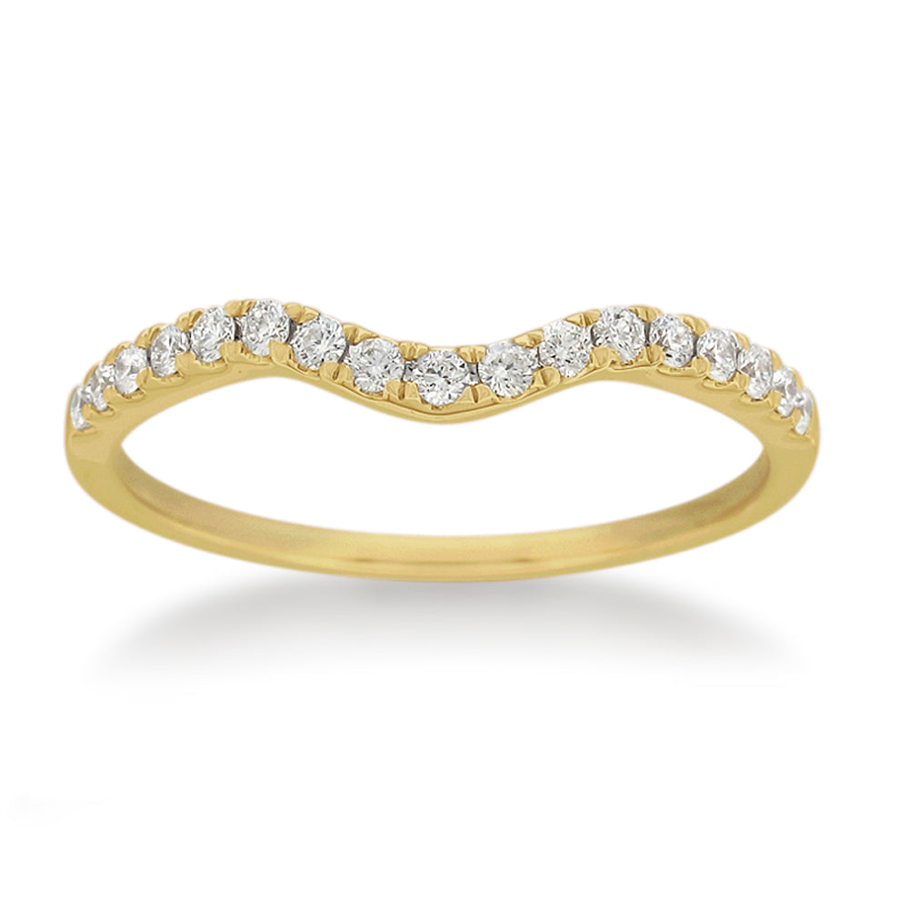 Exquisite 18ct Yellow Gold Stackable 'Carina' Contour Ring Adorned With 0.2 Carats Of Sparkling Diamonds