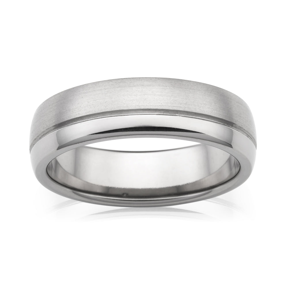 Exquisite Half - Round 6mm Polished or Sanded Titanium Ring with Flawless Cut for Men