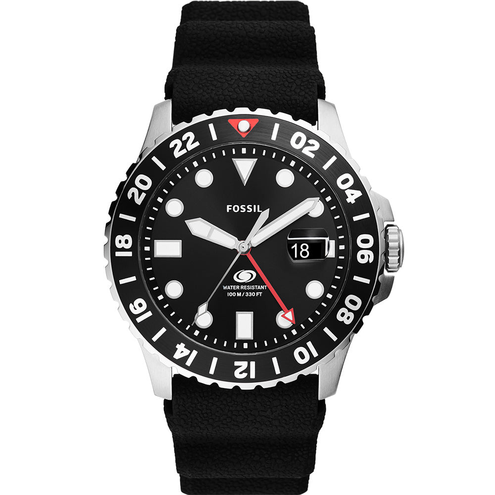 Fossil FS6036 Blue GMT Watch with 46mm Stainless Steel Case