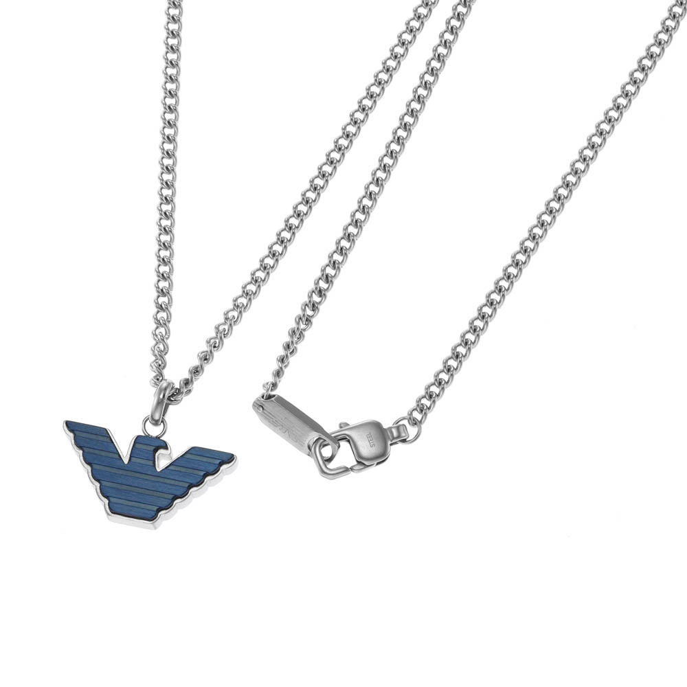 Emporio Armani Stainless Steel Essential Logo Pendant Necklace with Chain