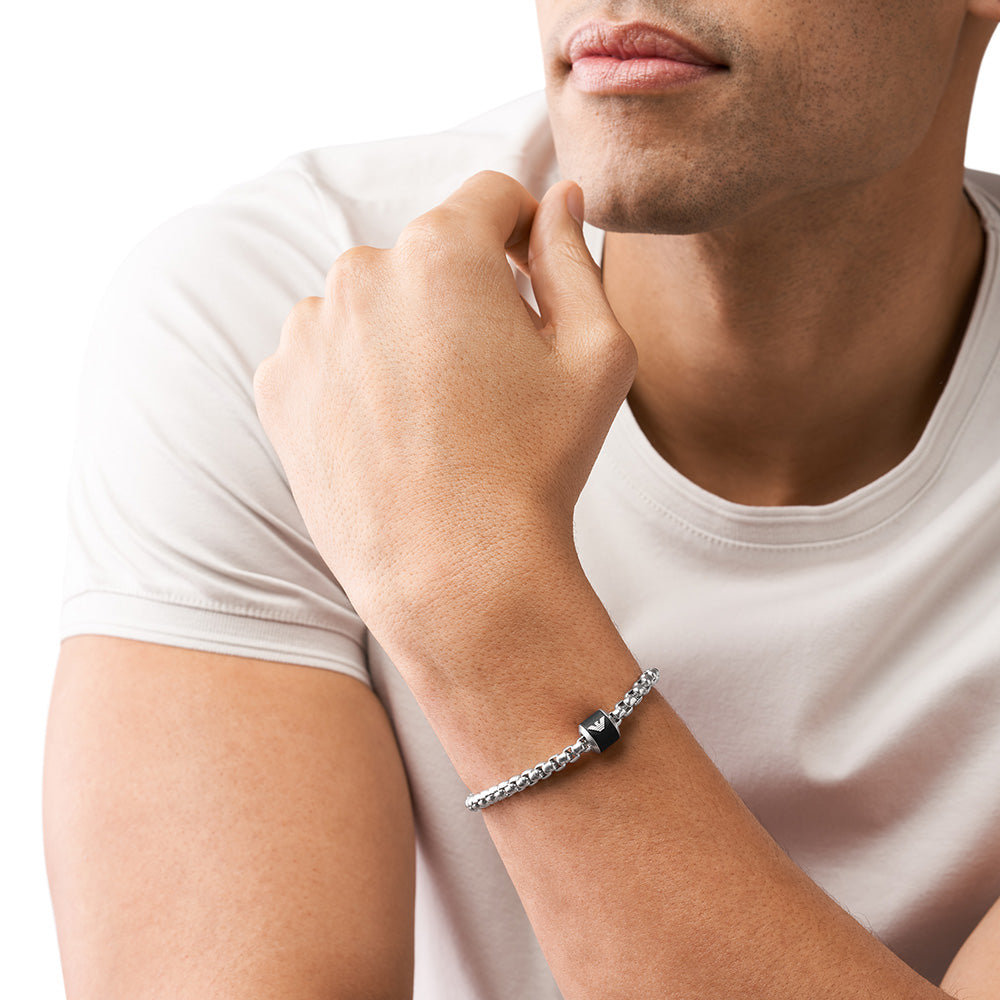 Stylish Emporio Armani Black Marble Stainless Steel Bracelet