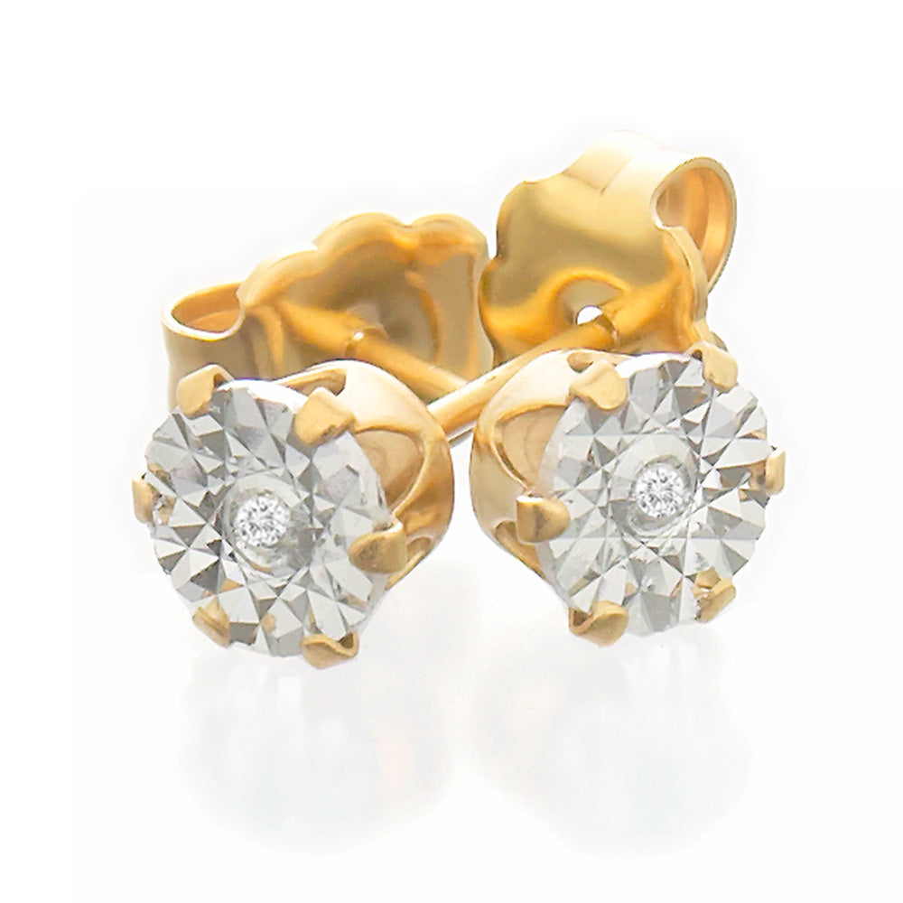 Hypoallergenic Gold Plated Diamond Studs in Elegant Gift Box