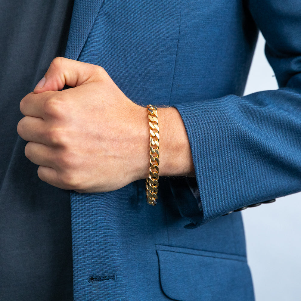 21cm 9ct Solid Yellow Gold Stylish Curb Chain Bracelet