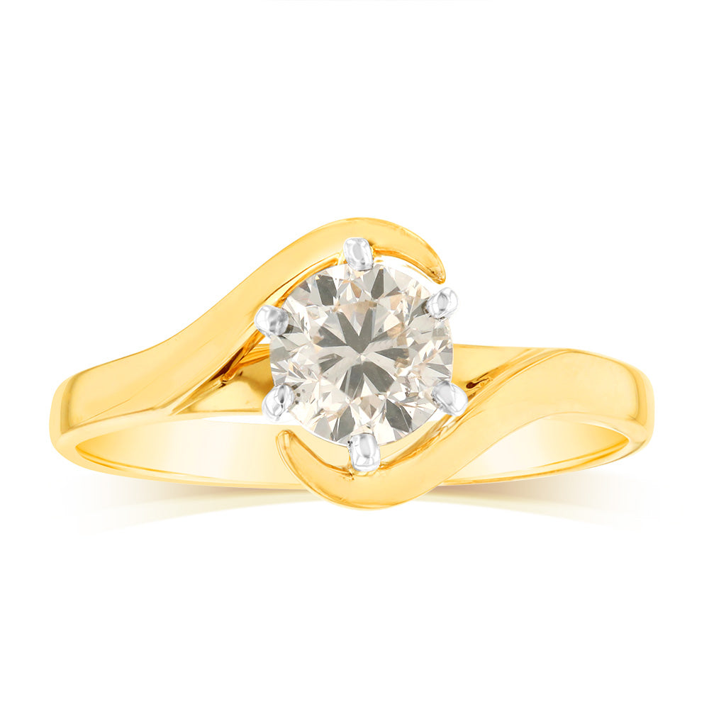 Exquisite 18 Carat Yellow Gold Ring Featuring a 1 Carat Australian Diamond Solitaire